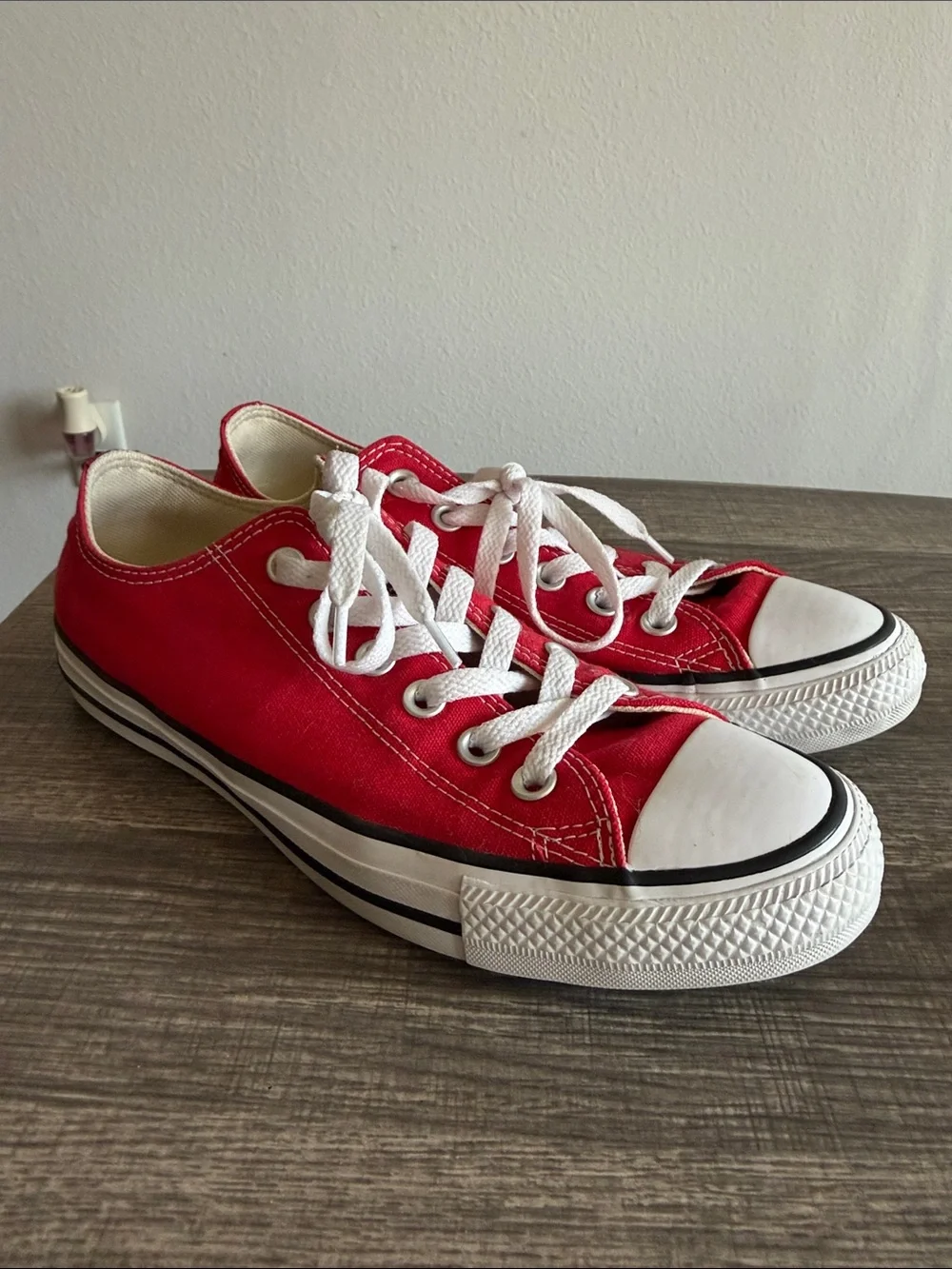 Converse Red Low-Top Canvas Sneakers with White Accents